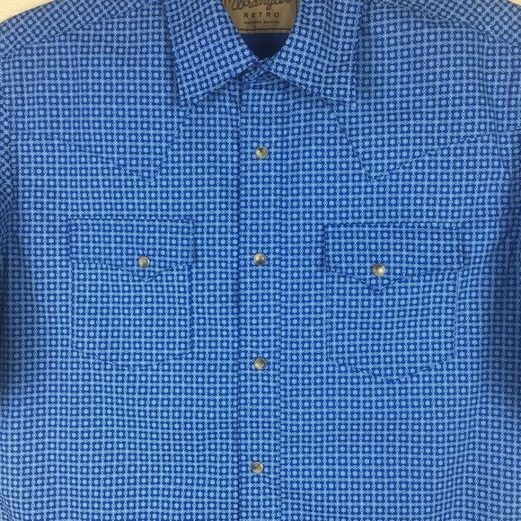 EUC Wrangler Retro Mens Diamond Floral Short Sleeve Pearl Snap Shirt size Large - Picture 6 of 12